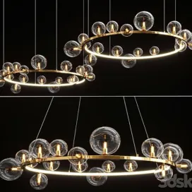 Led postmodern iron glass bubble round gold black silver pendant lights